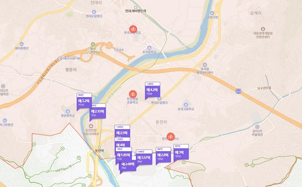 용인 에버랜드역 칸타빌 주변시세