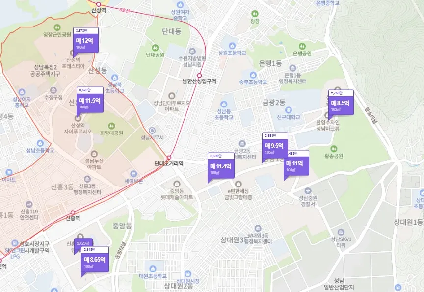 산성역포레스티아 주변시세