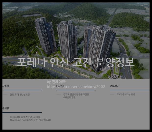 2021년 경기도 안산시 포레나 안산 고잔 분양정보입니다. 불필요한 내용은 빼고 꼭 필요한 정보만 모아서 정리하였습니다. 공급위치, 분양수, 총세대수, 입주예정월, 청약접수일, 공급대상 및 분양금액, 모집공고문, 경쟁률에 대한 정보가 있으니 필독하세요.